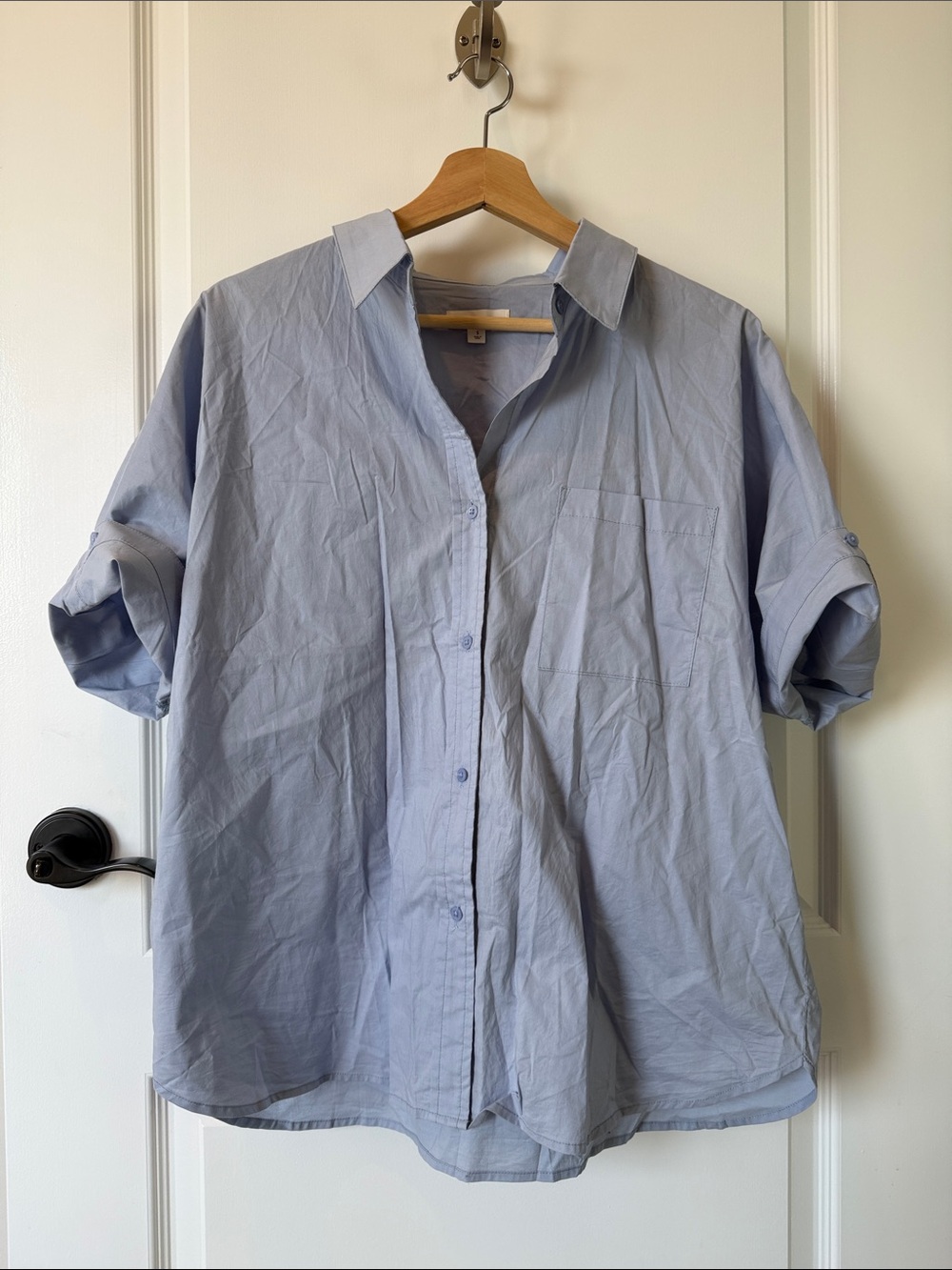 Vici Light Blue Half Sleeve Button-Down Shirt